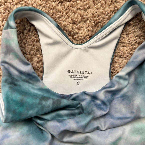Athleta I Conscious Crop A-C Sports Bra Top I Size XS I Tie Dye Racerback - Picture 11 of 12